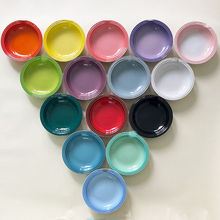 渐变色陶瓷餐前盘碗筷勺套装彩盒宠物碗碟子彩色马卡龙15圆盘纯