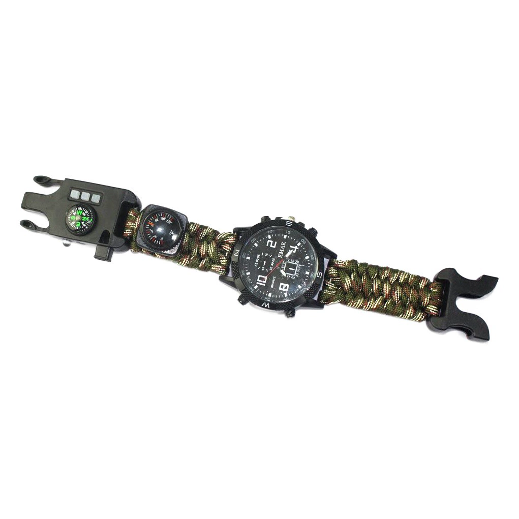 Спортивные часы на открытом воздухе, многофункциональные часы для спасения SOS с лазером, свисток для выживания, часы для альпинизма из паракорда ручной работы