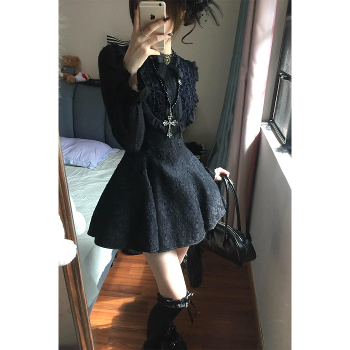 富家千金小香风连衣裙女秋冬设计感小众蝴蝶结公主裙法式收腰裙子|undefined