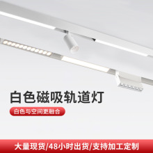 白色磁吸轨道灯明装预埋无边框客厅led射灯嵌入式无主灯照明设计