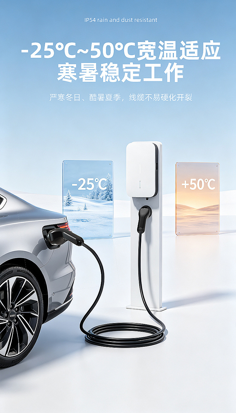 European standard dual-head charger for new energy electric vehicles, portable home and vehicle-mounted charging station with extension cable, 11KW