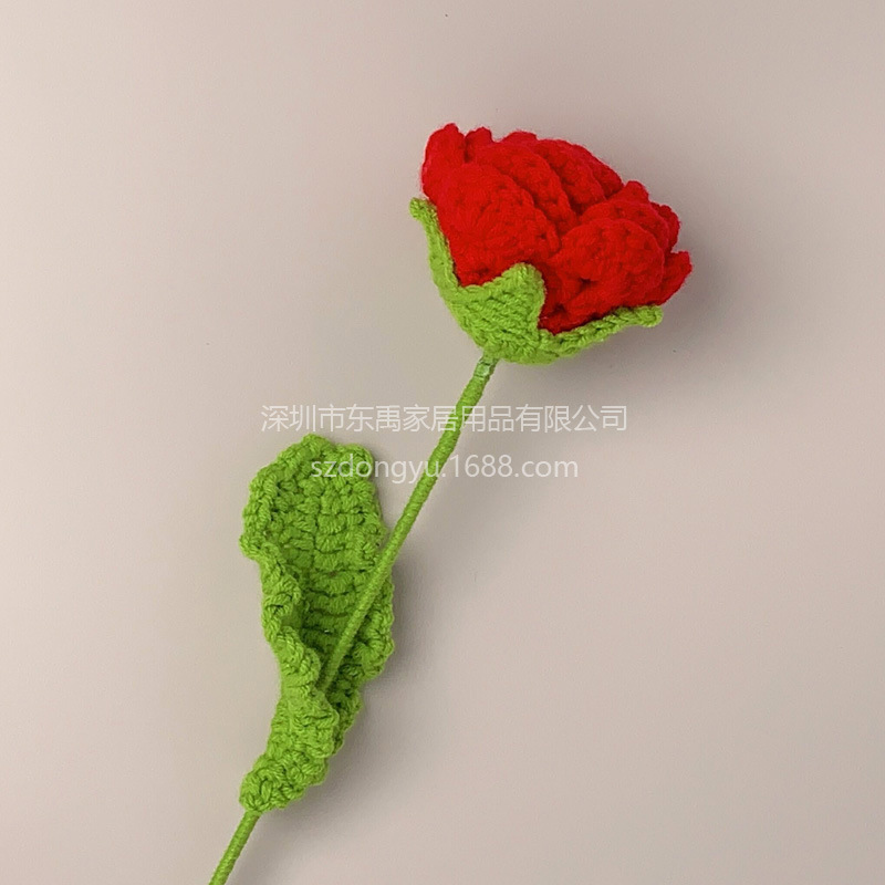 玫瑰花编织花束假花手工钩针仿真花毛线花朵成品情人节教师节礼物|undefined