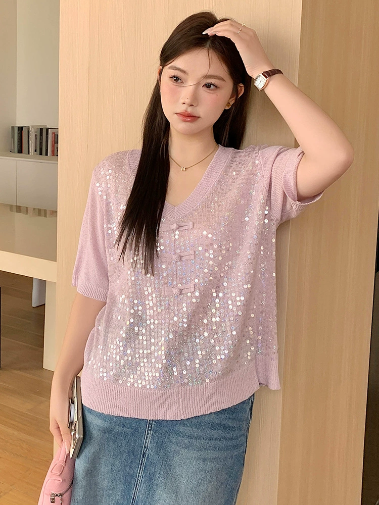 Дизайн ногтей sequins, булавка, свитер, футболка с коротким рукавом, плюс размер, тренд сезона