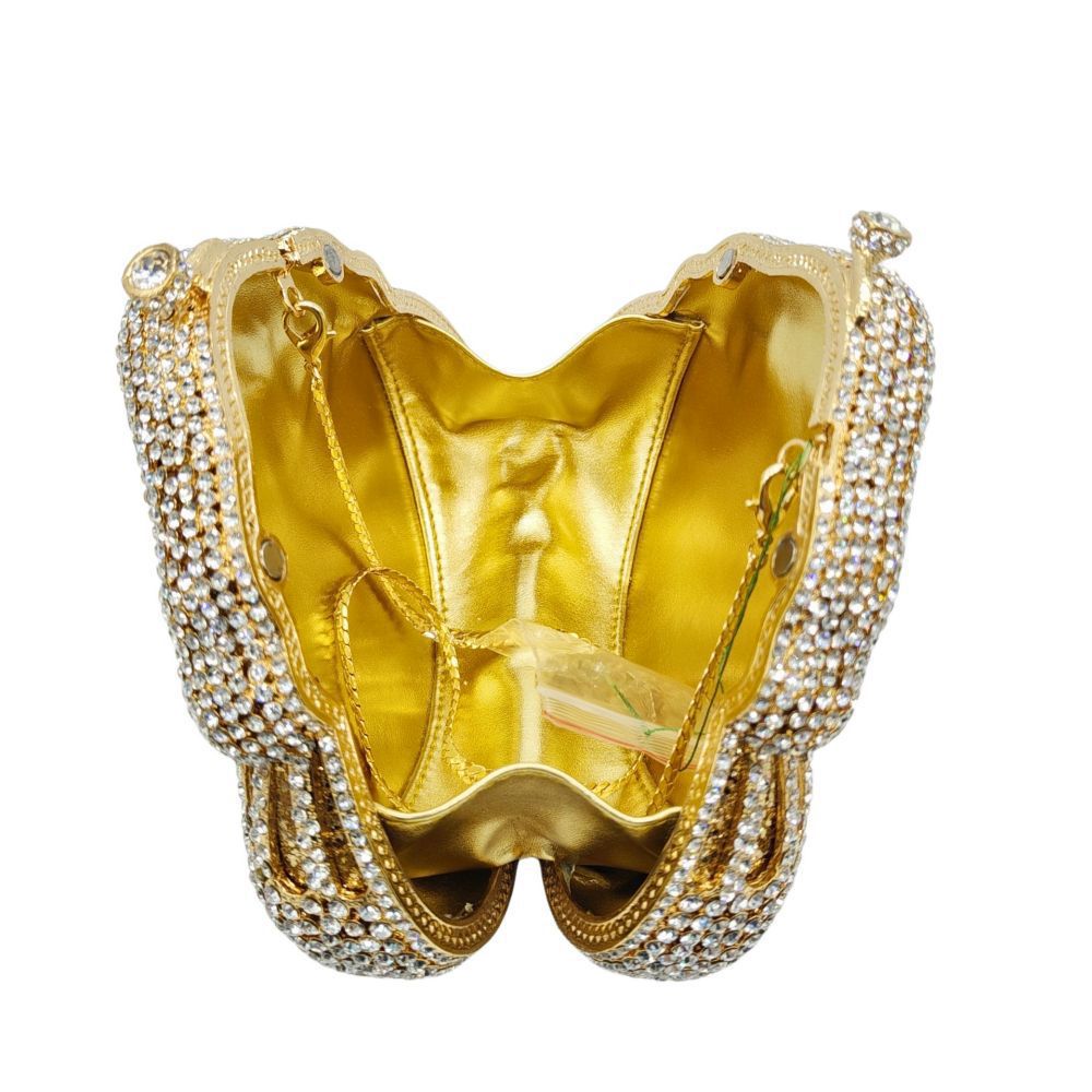 Nuevo paquete de banquete de diamantes transfronterizo bolsas de banquete de diamantes bolsas de mano bolsas de mujer Rhinestone bolsa plata dura