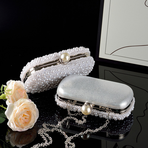 New Style Simple and Fashionable Double-Sided Beaded Bag with Large Pearl Embellishment, Shoulder Bag, Crossbody Bag, Handbag, Pearl Bag for Cheongsam