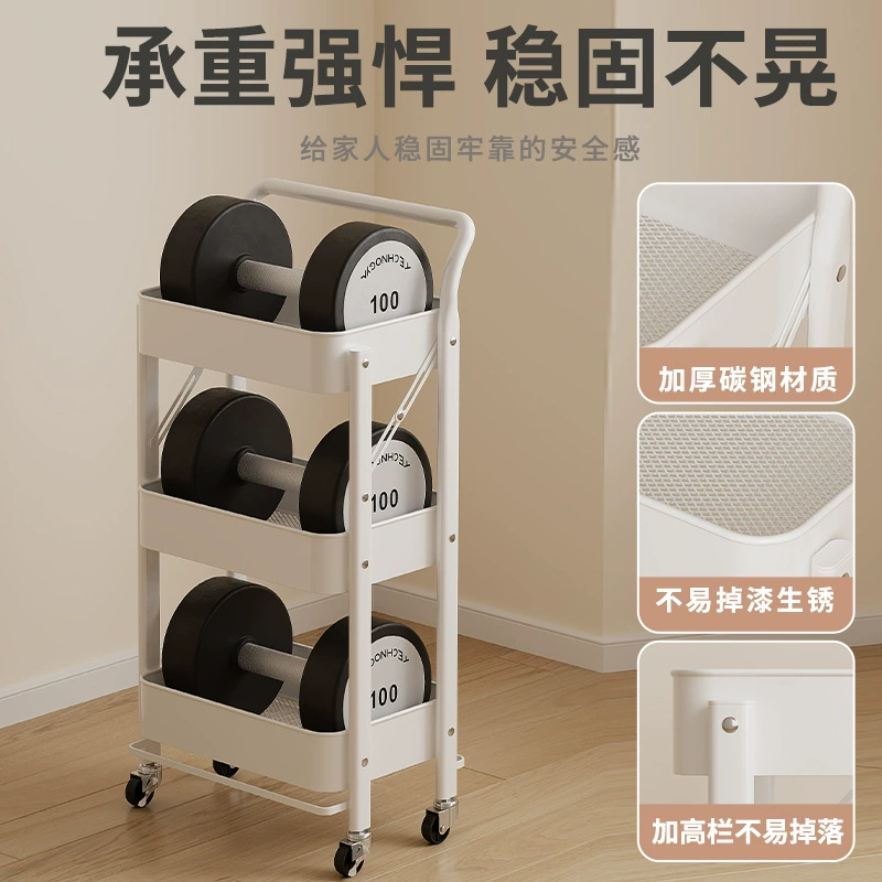 Folding Rolling Storage Trolley — Multi-Layer Standing Shelf, 3-Tier Foldable Compact