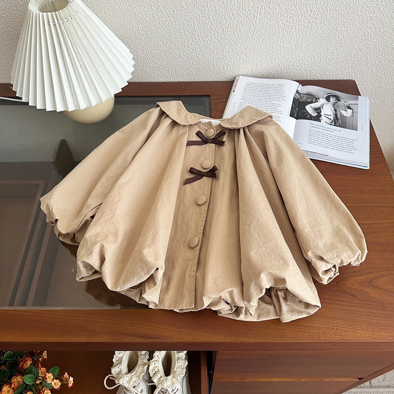 Girls' Mid-Length Trench Coat 2026 Spring New Style Korean Fashion Top for Young Children, Stylish Jacket for Baby Girls in Spring and Autumn