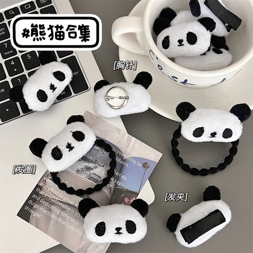 New Chinese Style Cute Panda Hair Clip Soft and Adorable Hair Ring Hair Tie Fashion Headband Accessory Instagram Style