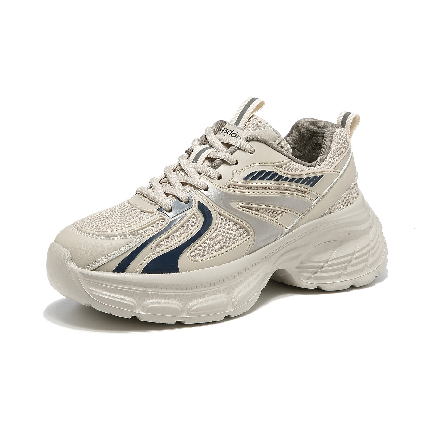 Augu Shi Deng zapatos de base gruesa para padres y mujeres 2026 nuevos zapatos deportivos de lana de primavera pequeños zapatos casuales de gran aspecto