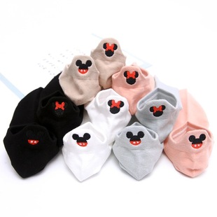 Boat Socks Cute Japanese Style Short Socks Shallow Mouth Summer Thin Instagram Popular Internet Popular Heel Embroidered Mouse Socks for Women