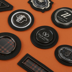 Black metal label down jacket leather accessories shoes hats jeans leather label hardware leather label schoolbag jacket label