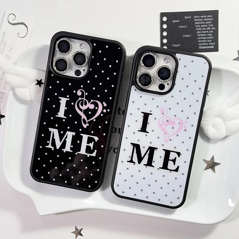 Polka Dot I Love Myself Phone Case for iPhone Apple 17, Matte Pc 15, Niche 16, Korean Style 13, Set 14