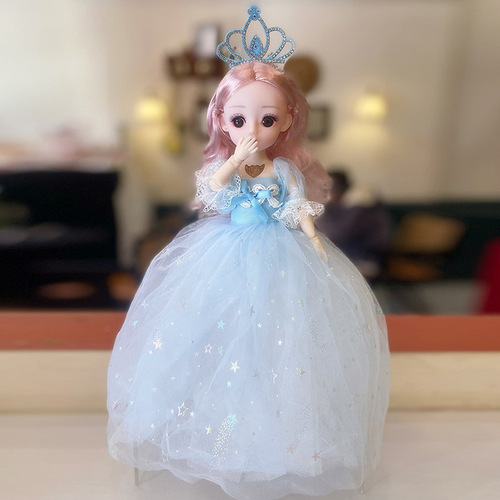 Extra-large single vinyl Barbie doll, 32 cm, Ice Queen Elsa princess, musical and smart, perfect gift for girls.