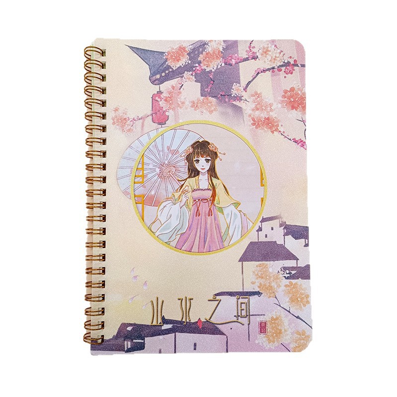 Cuaderno espiral A5 al por mayor, estilo vintage, cuaderno de dibujos animados para estudiantes, diseño horizontal, cuaderno con acabado mate. image 6