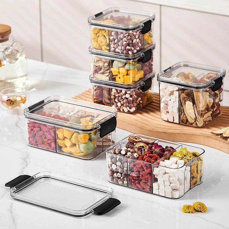 Квадратная четырехсеточная цветочная чайная упаковка для хранения пластиковая шестисетная пищевая зерновая коробка для упаковки зерна оптом