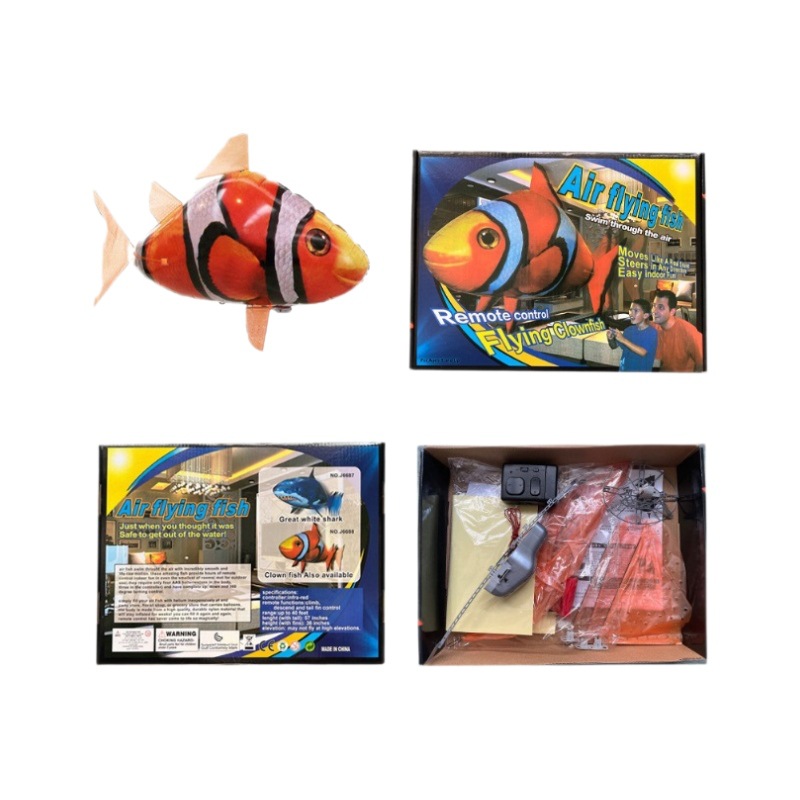 Juguetes de peces voladores transfronterizos control remoto peces voladores inflables tiburones payaso peces boda cumpleaños juguetes al por mayor