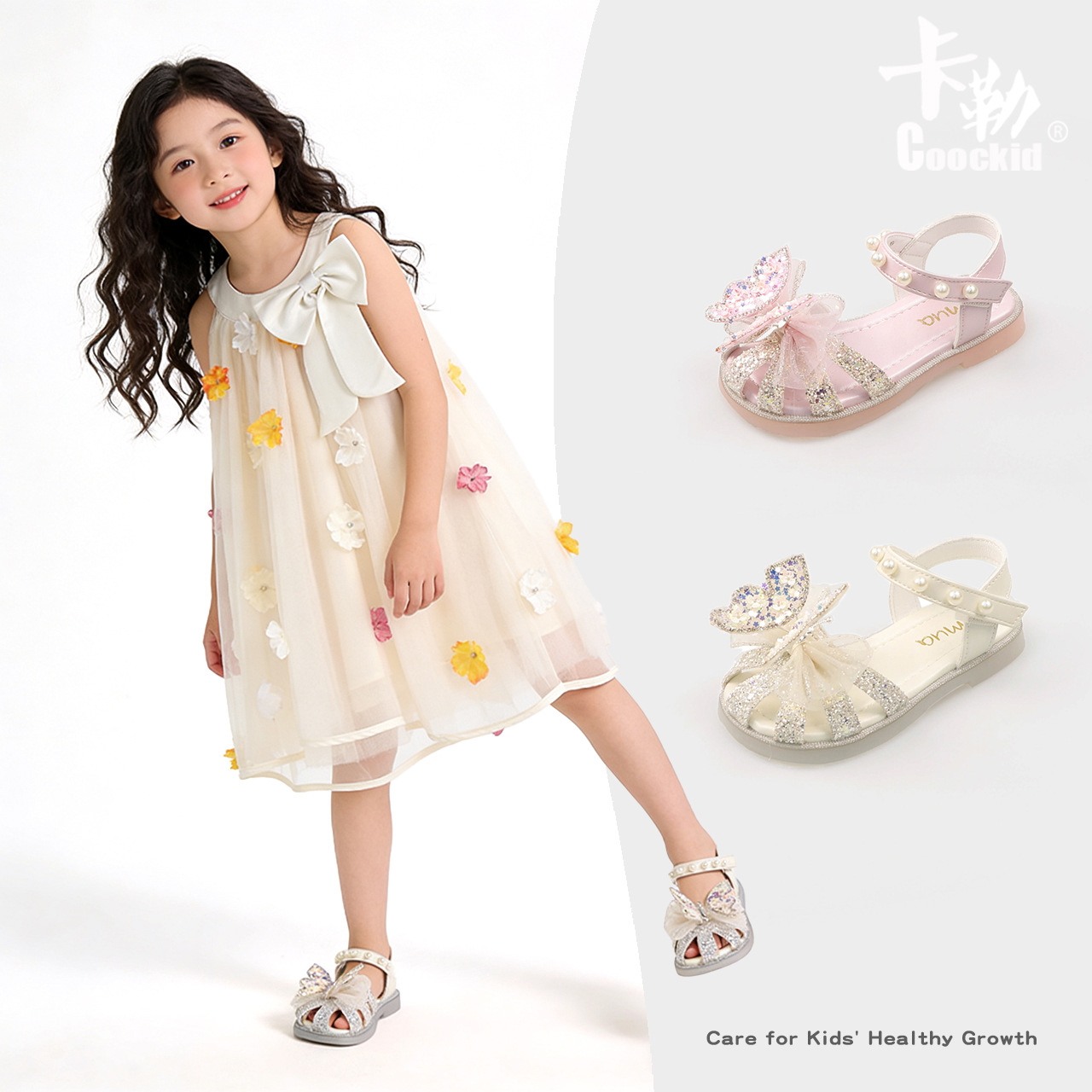2025 Summer New Girls Smart Bow Semi Sandals Korean Style Girl Fashion Princess Shoes Children's Sandals