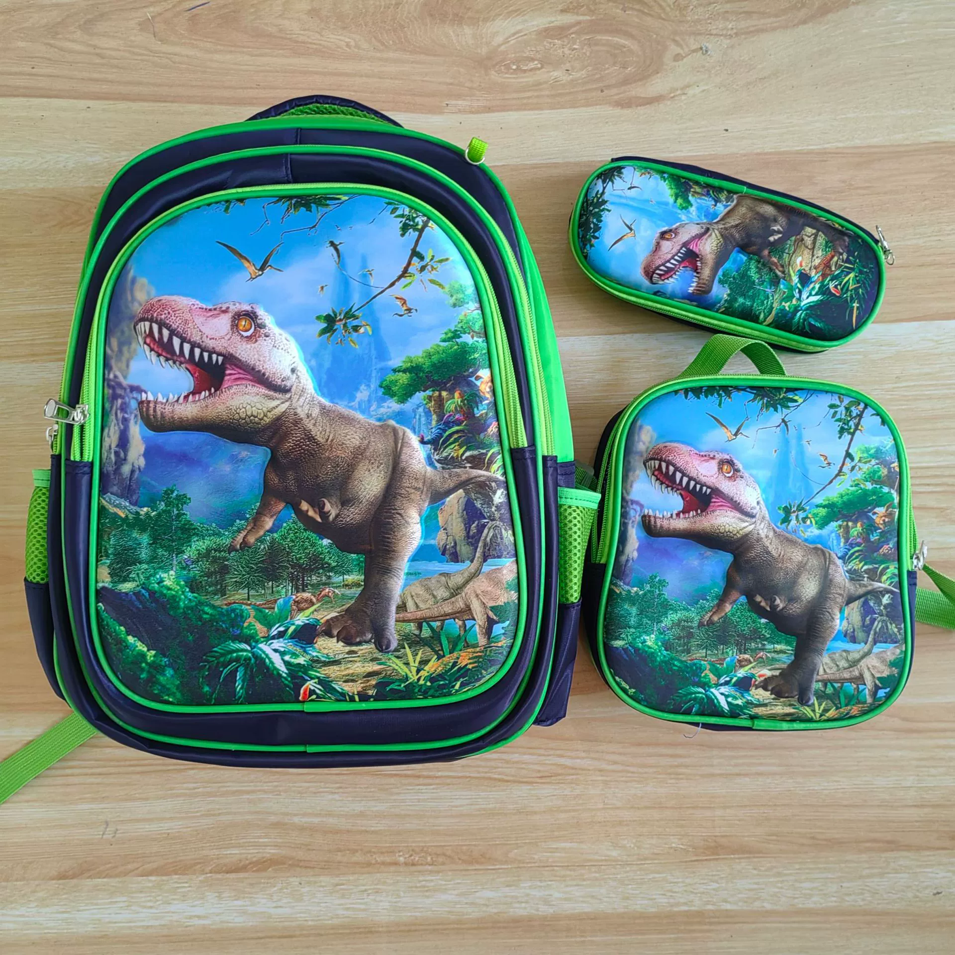 Set, school bag, capacious backpack, 3 piece set, 16 inch, 3D