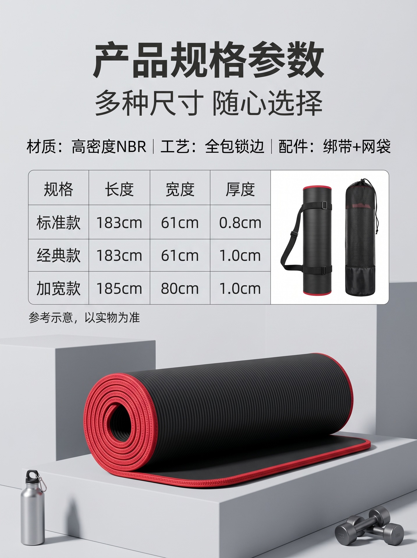 Hersteller Großhandel NBR-kantenbeschichtete Yogamatte für Anfänger, Fitness-Matte für Herren und Damen, rutschfeste Sportmatte, bedruckbares Logo