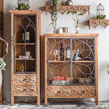 美式入户玄关柜正对门客厅家用靠墙玻璃酒柜复古实木餐边柜储物g^