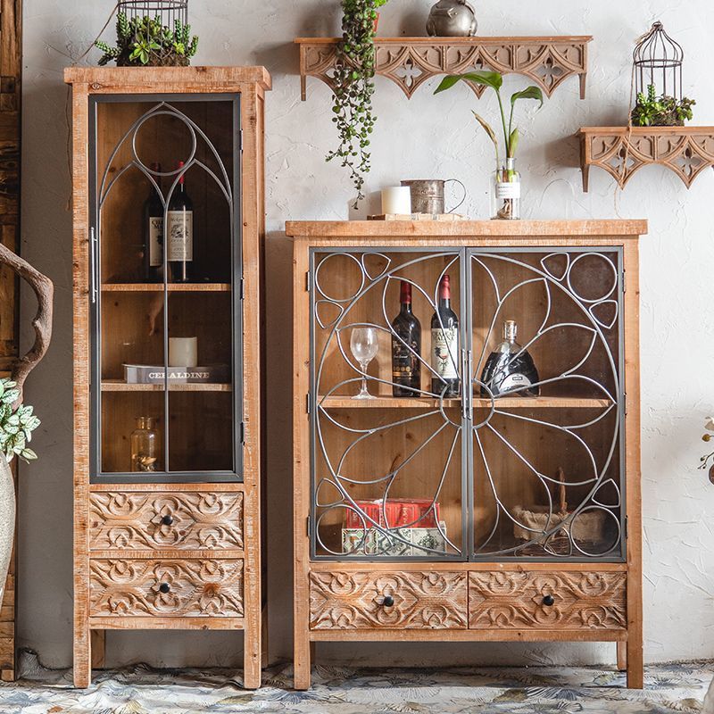 美式入户玄关柜正对门客厅家用靠墙玻璃酒柜复古实木餐边柜储物g^