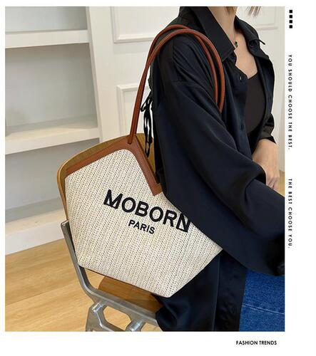 Woven vegetable basket women's bag new style straw casual shoulder underarm bag fashion ladies bag casual tote bag wholesale