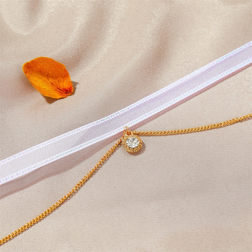 Cadena de malla simple de doble capa, collar gargantilla súper inmortal personalizado japonés y coreano, francés famoso en Internet_voghion.com