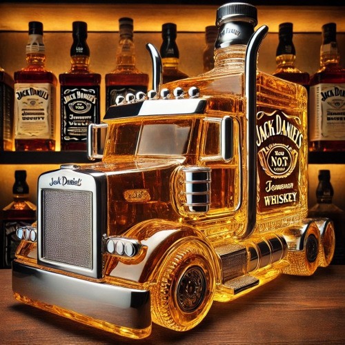 Estación independiente de venta caliente camión cabeza de whisky botella de vidrio decoración de vidrio pequeña capacidad de vodka