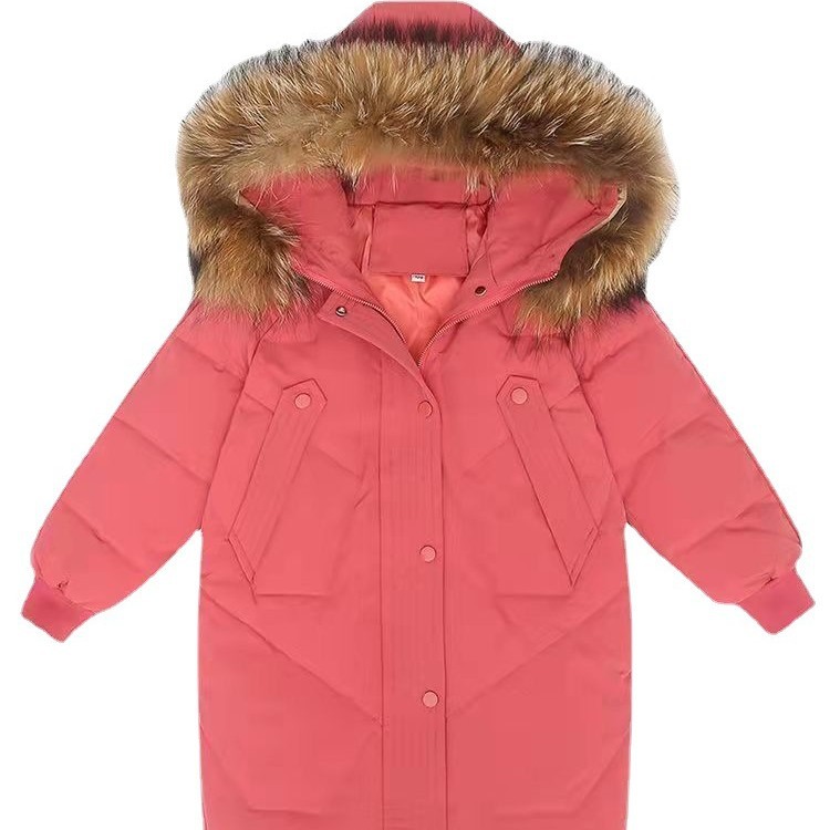 Ropa de los niños de algodón acolchado ropa para niños invierno 2023 nuevo estilo coreano grueso cuello de piel grande Chaqueta de algodón acolchado