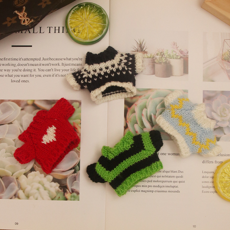 Suéter de perro de cabeza de 14cm 8 puntos bjd accesorios de muñeca pequeña muñeca de juguete 10 cm dientes faltantes ropa de muñeca de algodón