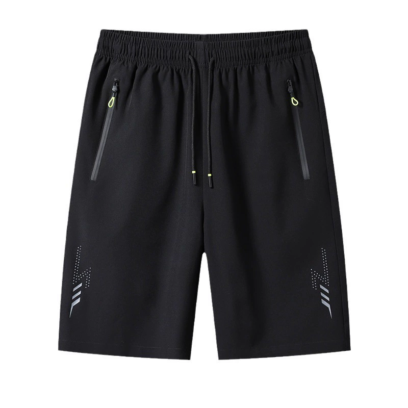 Men's summer silk sports shorts, thin quick dry beach trousers for leisure, plus size