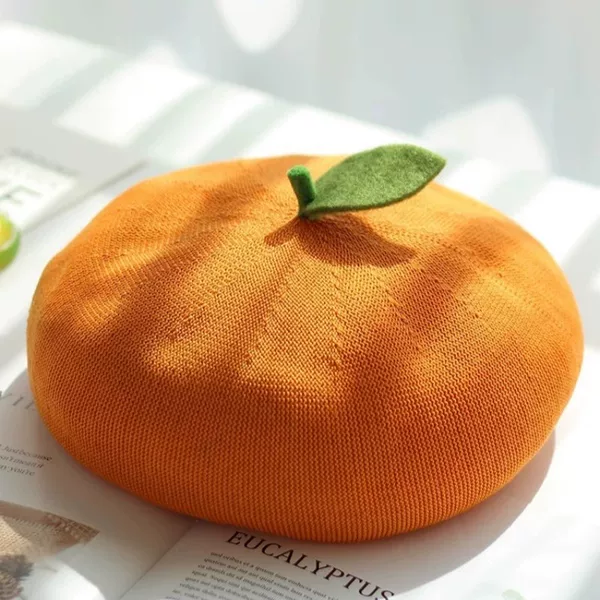 Japanese Fruit Small Leaf Artistic Beret Ultra-thin Soft Girl Small Fresh Niche Fun All-match Artist Hat