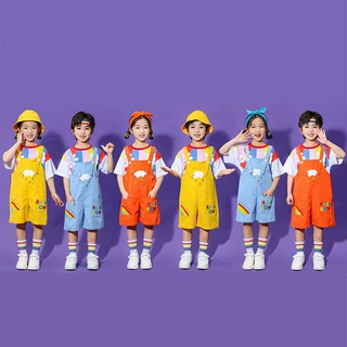 幼儿园六一拉拉队儿童背带裤演出服运动会开幕式服装小学生表演服