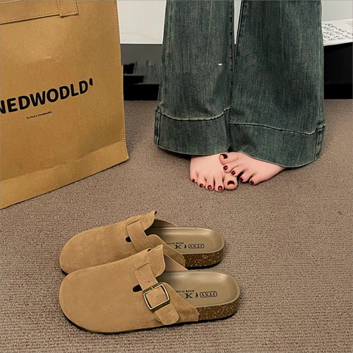Birkenstock shoes for women 2024 spring new style thick bottom soft bottom Birkenstock toe half slipper one-step lazy single shoes 