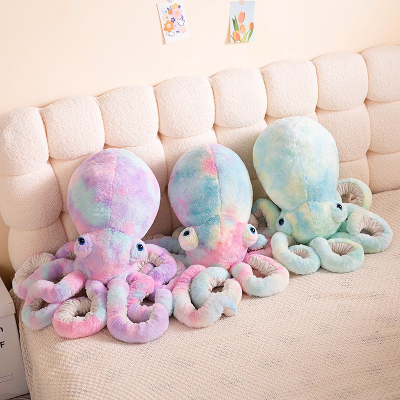 Muñecas de pulpo coloridas transfronterizas juguetes de peluche muñecas de octopus grandes almohada marina regalos del día de los niños