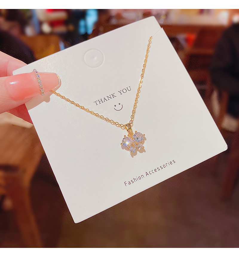 Zircon Pendant Titanium Steel butterfly Necklace for Women