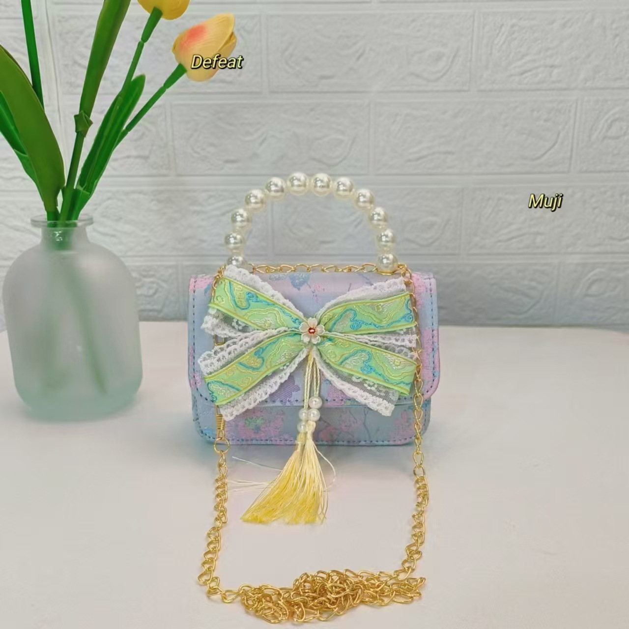 Bolso de perla bolso de estilo nacional bolso de niños nuevo estilo antiguo chino bolso de princesa bolso de cadena bolso de mochila accesorios