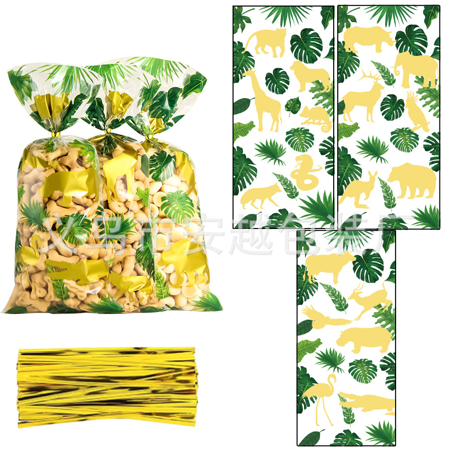 Transfronteriza nueva selva animal fiesta de cumpleaños decoración OPP caramelo regalo galleta bolsa de celofán