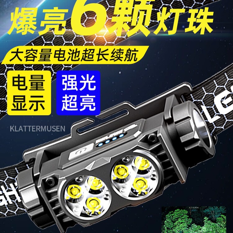 Strong Light Super Bright Headlight 2025 New Fishing Construction Site Special Night Fishing Light Rechargeable Head-Mounted Outdoor Super Long Battery Life