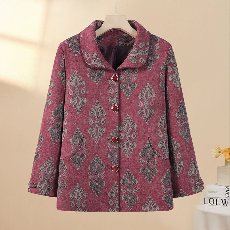 Осенняя верхняя одежда для пожилых людей, новый женский стиль, одежда для бабушек 60 и 70 лет, женские шерстяные топы, пальто для мам.