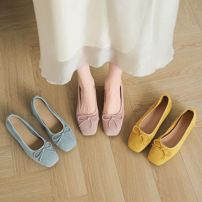 Zhr Macaron-Colored Shallow Slip-On Ballet-Style Chunky Heel Slip-On Shoes 2026 New French Mary Jane Women's Shoes