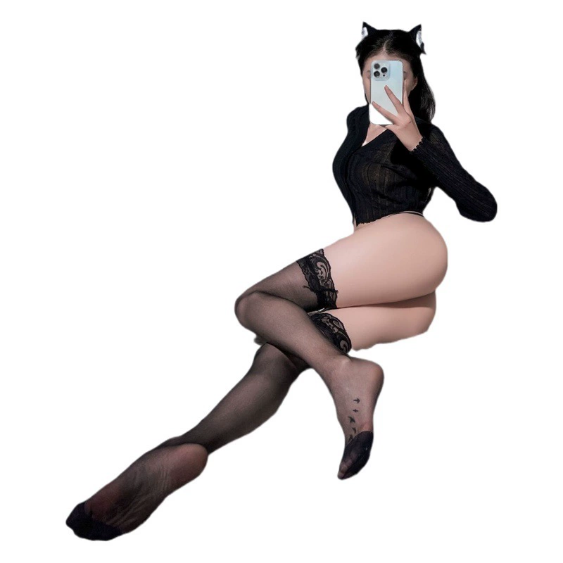 Сексуальное женское белье, сексуальные прозрачные кружевные чулки, чулки до бедра, черные сексуальные чулки, длинные чулки, дропшиппинг