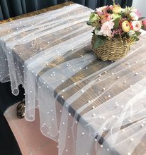 蛋糕摄影背景布甜品台桌布珍珠纱窗帘道具布仙女风白色珍珠纱布料