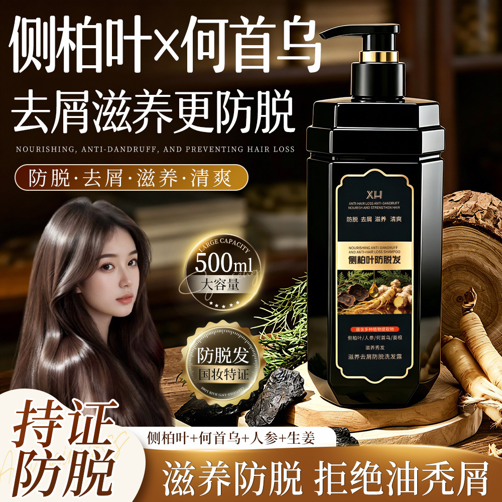 Xh Platycladus Orientalis Leaf Anti-Hair Loss Shampoo, Oil Control, Anti-Dandruff, Ginger, Classic Brand, Hair Care, Hair Strengthening, Large Capacity, Wholesale, Household Use