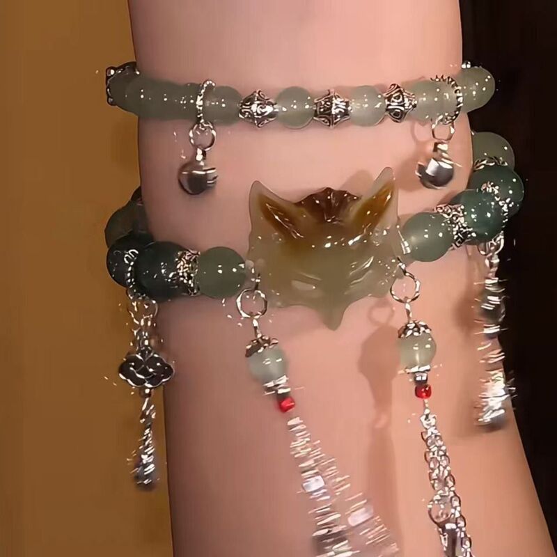 Linghu New Chinese Style Popular Long Double Circle Bracelet Chinese Aesthetic Little Fox Bracelet Can Be Stacked with Oriental Beauty Linghu New Chinese Style Popular Long Double Circle Bracelet Chinese Aesthetic Little Fox Bracelet Can Be Stacked with Oriental Beauty
