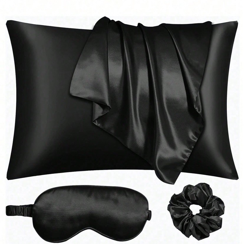 Comercio exterior transfronterizo sobre de color sólido imitación seda almohada funda de seda seda seda satin y piel almohada de sueño individual image 18