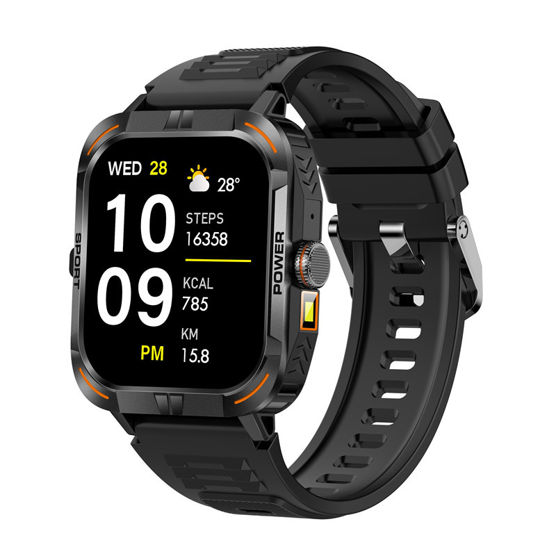 Montre connectée outdoor avec écran tactile AMOLED 1,97 pouce, Bluetooth, appels et lampe torche._voghion.com