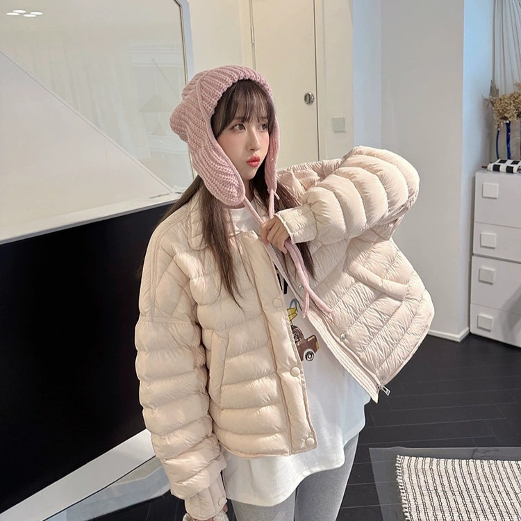 高级感羽绒服女2025冬季新款短款宽松小众设计感90白鸭绒外套|undefined