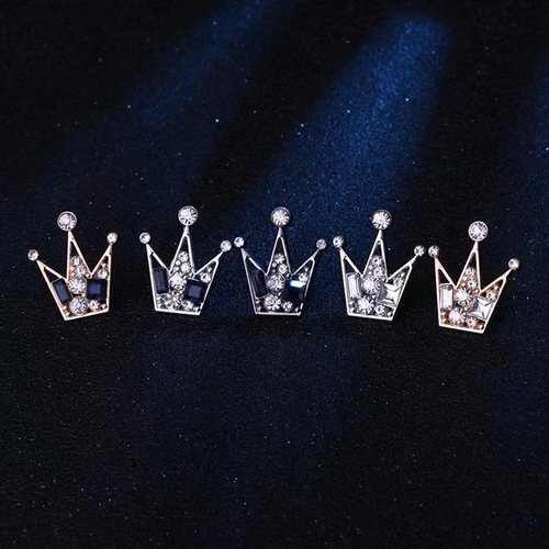 Crown collar pin men's brooch accessories suit crystal small brooch Zhang Songwen's same collar pin shirt pin summer