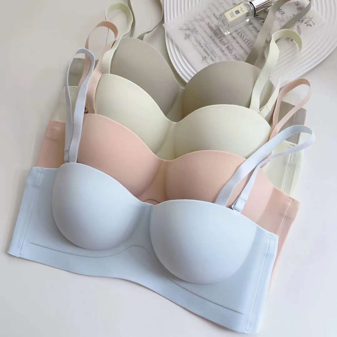 1003 original cómico oso pequeño pecho grueso recogido ropa interior de pecho redondo sin tirantes sujetador de color caramelo de tubo antideslizante